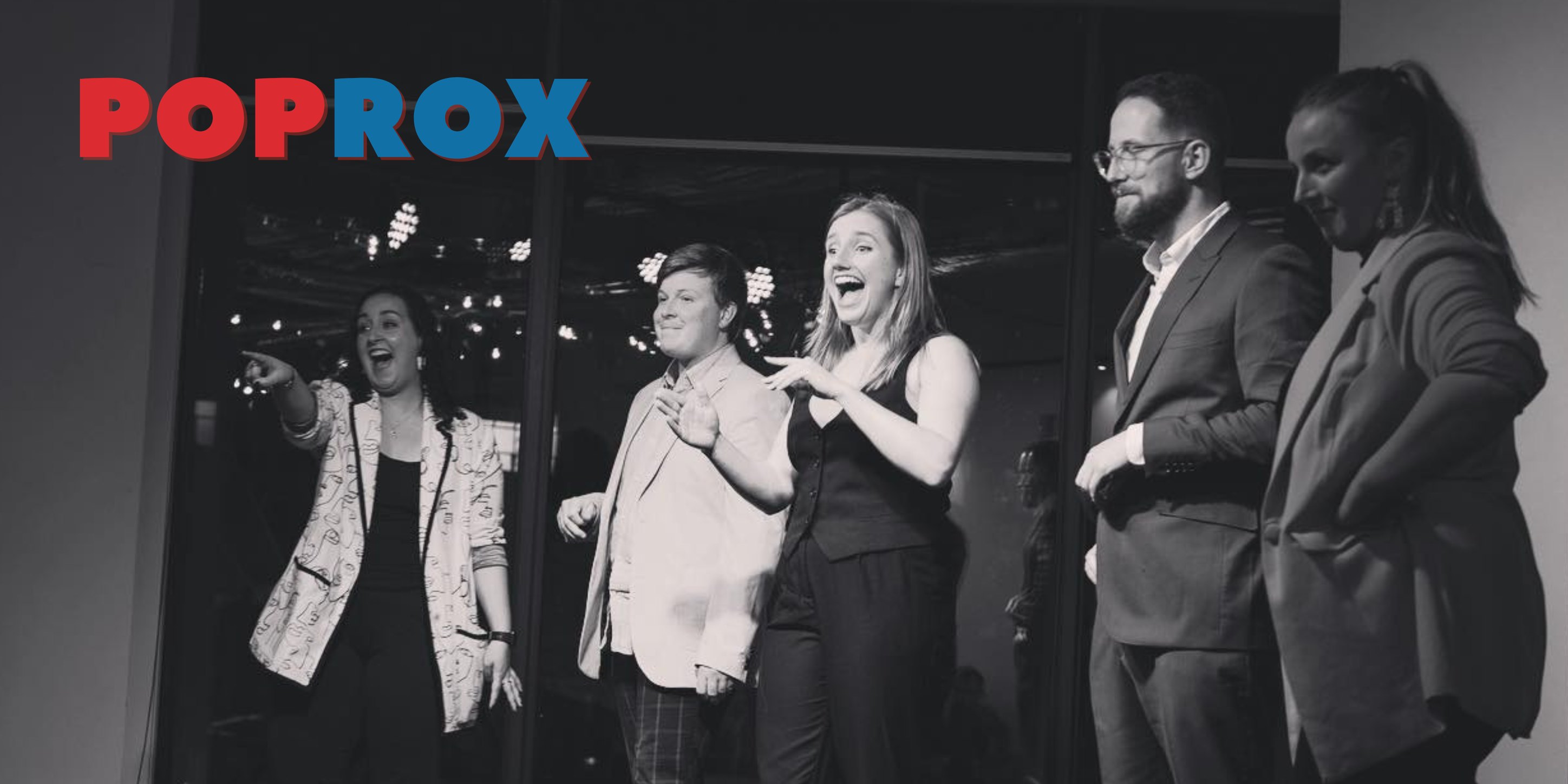 Poprox players Tara McEntee, Austin Harrison, Nina Hogg, Jonny Paul, Pippa Drakeford